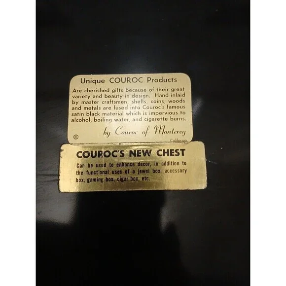 Couroc's‎ New Chest Couroc of Monterey California Box Decor Black Hinged Jewelry - Picture 9 of 12